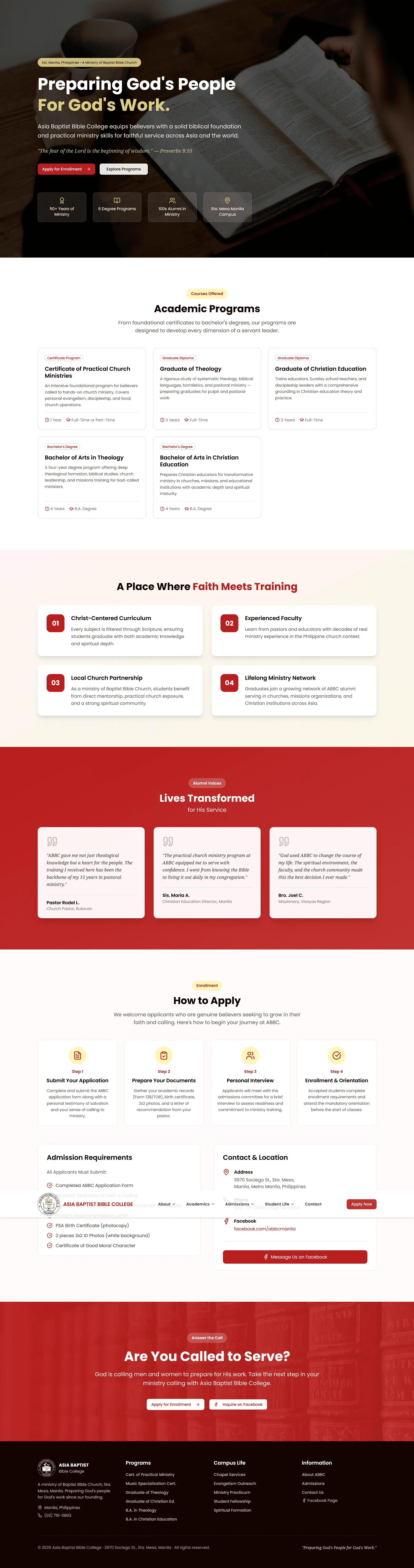 Asia Baptist Bible College - Educational Institution Website